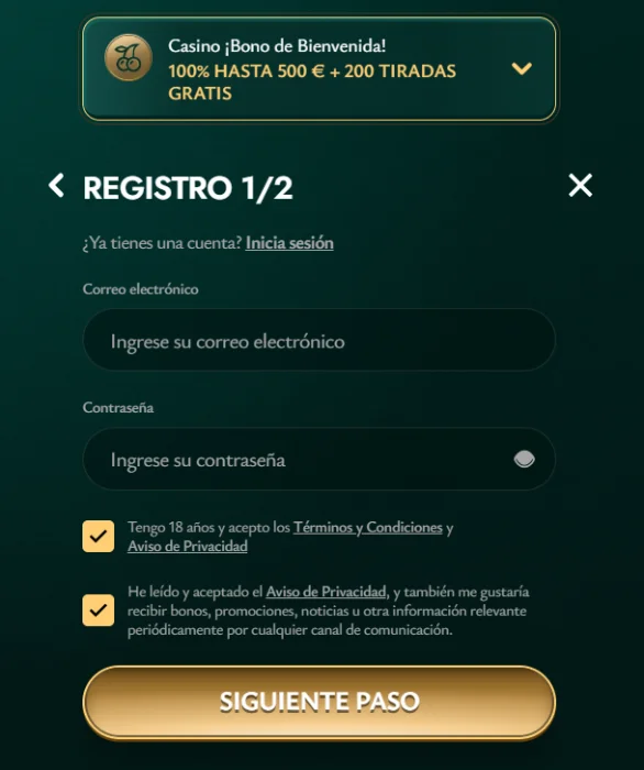 Registratie Cashed casino